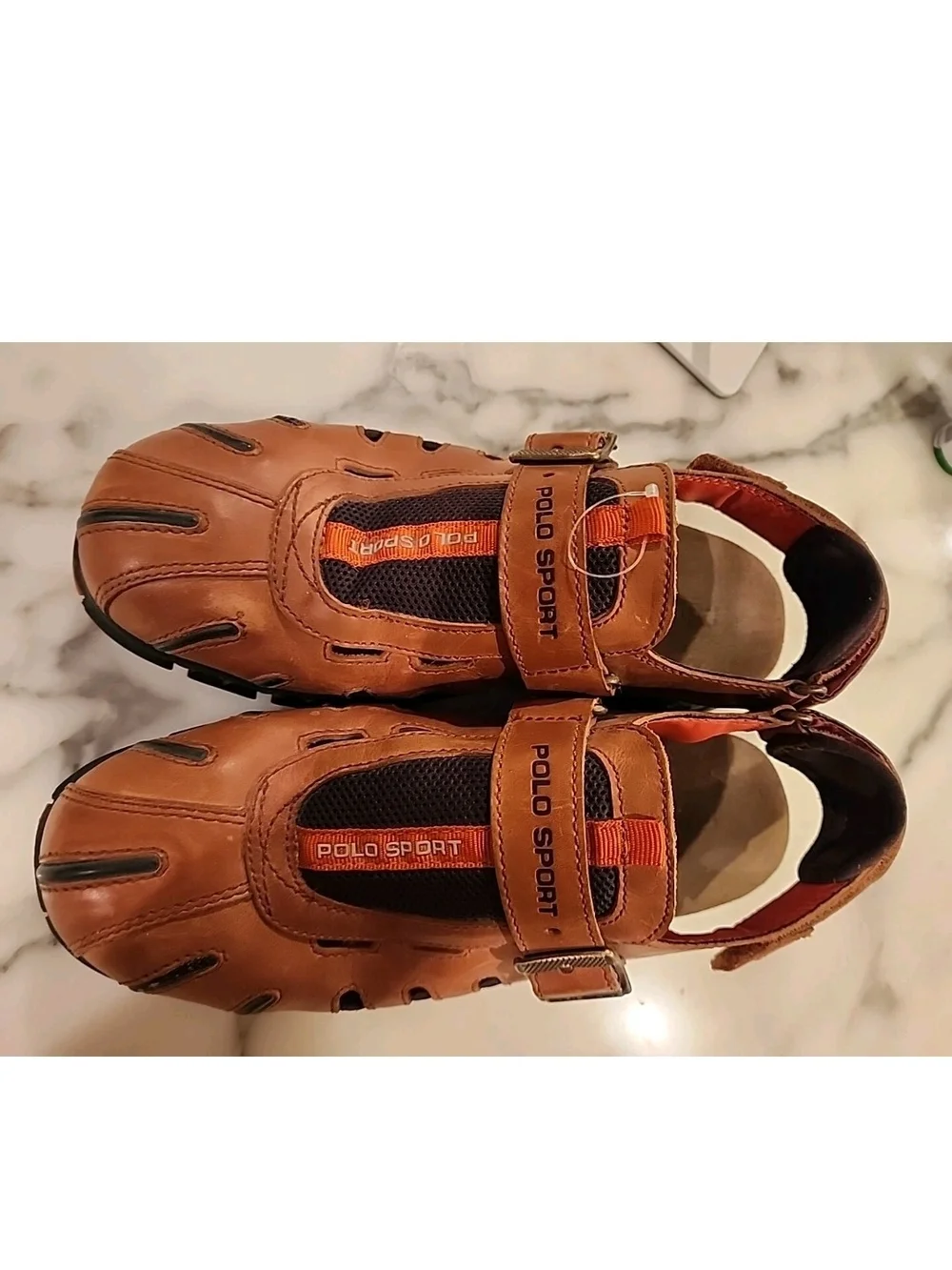 Polo by Ralph Lauren Men's Brown Leather Sport Sandal with Black Sole